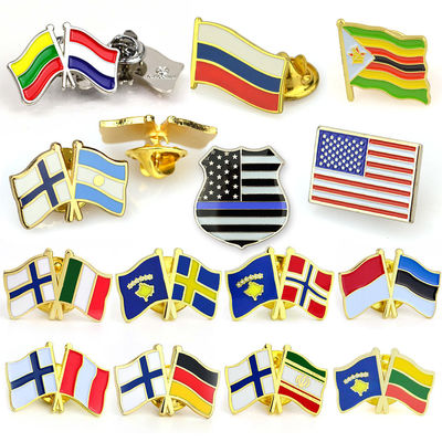 quality Emblema de alfinete de metal de esmalte suave Emblema de alfinete de bandeira de país personalizado factory